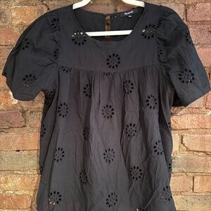 Madewell Black Eyelet Blouse